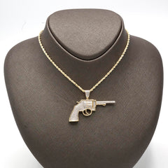 10k Yellow Gold 0.63CTW Natural Diamond Gun Revolver Mens Pendant 7.8gms Charm