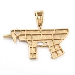 10k Yellow Gold 0.95CTW Natural Diamond ICED OUT Gun Pendant 7.8gms Mens Charm