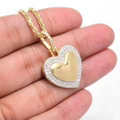 Womens Genuine 10k Yellow Gold Heart Pendant 0.80CTW Natural Diamonds 3.1g Charm