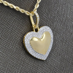 Womens Genuine 10k Yellow Gold Heart Pendant 0.80CTW Natural Diamonds 3.1g Charm