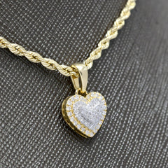 Ladies 10k Gold 0.23CT Natural Diamond 3 Layer Heart Pendant Two Tone 1.3g Charm