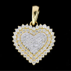 Womens 10k Gold Two Tone 0.55 CTW Natural Round Diamond Heart Pendant 2.1g Charm