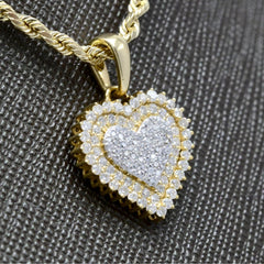 Womens 10k Gold Two Tone 0.55 CTW Natural Round Diamond Heart Pendant 2.1g Charm