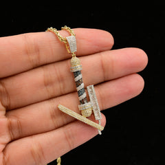 10k Yellow Gold 0.75CTW Natural Round/Baguette Diamond Barber Pendant 4.1g Charm