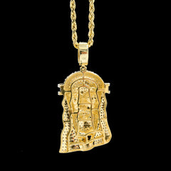 10k Yellow Gold 1.91CT Round/Baguette Diamond Jesus Head Charm 7.6g Mens Pendant