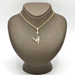 10k Yellow Gold 0.75CTW Natural Round/Baguette Diamond Barber Pendant 4.1g Charm