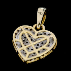 10k Yellow Gold 0.4CTW Natural Round Diamond Heart Pendant 1.5g Charm For Womens