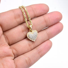10k Yellow Gold 0.4CTW Natural Round Diamond Heart Pendant 1.5g Charm For Womens
