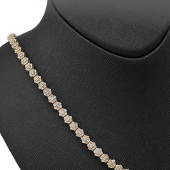 6MM 10k Yellow Gold 16.89CTW Diamond 41.6g Flower Setting Tennis Chain 22 Inches