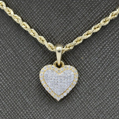 10k Yellow Gold 0.4CTW Natural Round Diamond Heart Pendant 1.5g Charm For Womens