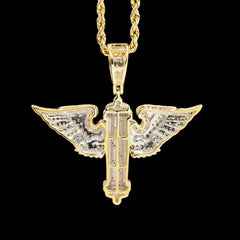 10k Yellow Gold 0.7CTW Natural Round Diamond Barber w/ Wings Pendant 5.8g Charm