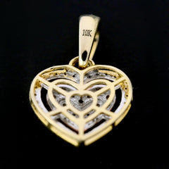 10k Gold 3 Tone 0.25CT Natural Diamond 3 Layer Heart Pendant 1g Charm For Ladies
