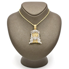 10k Yellow Gold 3.85CTW Natural Round Diamond Jesus Head Pendant 23.7g Charm