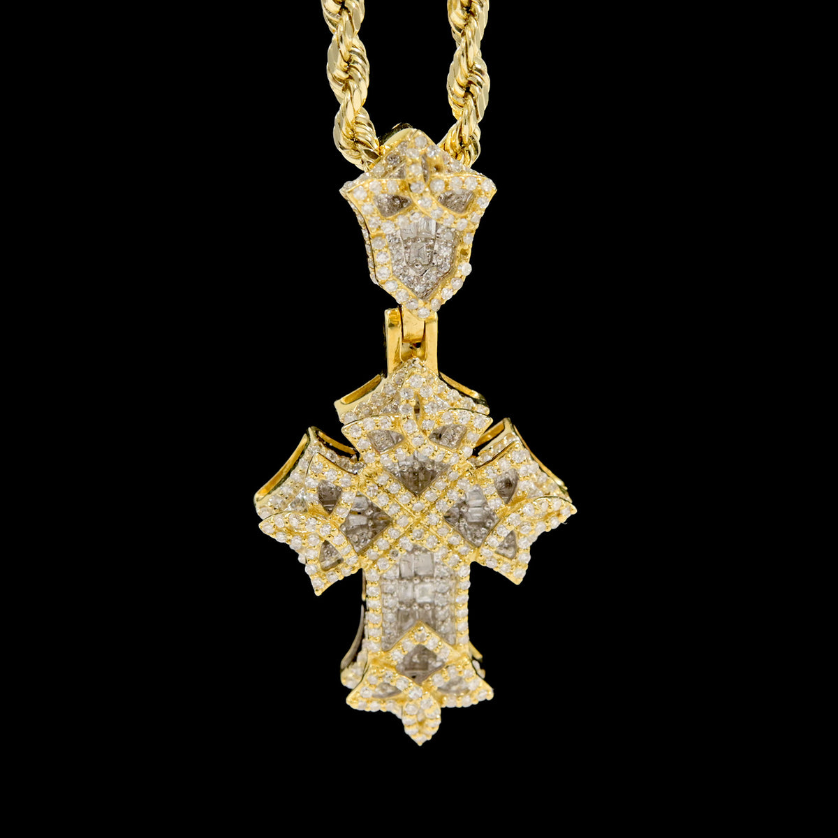 10k Yellow Gold 0.75CTW Natural Round Diamond Cross Pendant Religious 4.7g Charm