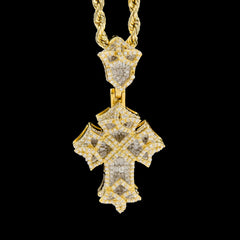 10k Yellow Gold 0.75CTW Natural Round Diamond Cross Pendant Religious 4.7g Charm