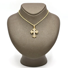 10k Yellow Gold 1.3CT Natural Diamond Cross Charm 5.2g Religious Pendant For Men