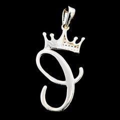 10k Yellow Gold Initial C Crown Pendant 0.13CT Pure Diamond 1.46g Alphabet Charm