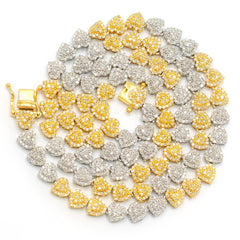 5MM 10k Yellow & White Gold 4.85CTW Diamond Heart Necklace 16.5g Chain 18 Inch