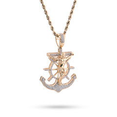 10k Yellow Gold 7.2gm 0.75CTW Pure Diamond Mariner Cross Crucifix Anchor Pendant