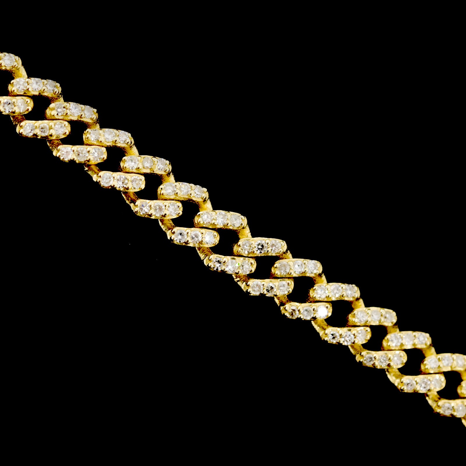 Unisex 4MM 10k Yellow Gold 0.83CT Natural Diamond Cuban Bracelet 7Inch - 5.5g