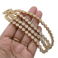 10k Yellow Gold 16 CTW Natural Diamond 6MM Flower Setting Tennis Chain 49.9gms