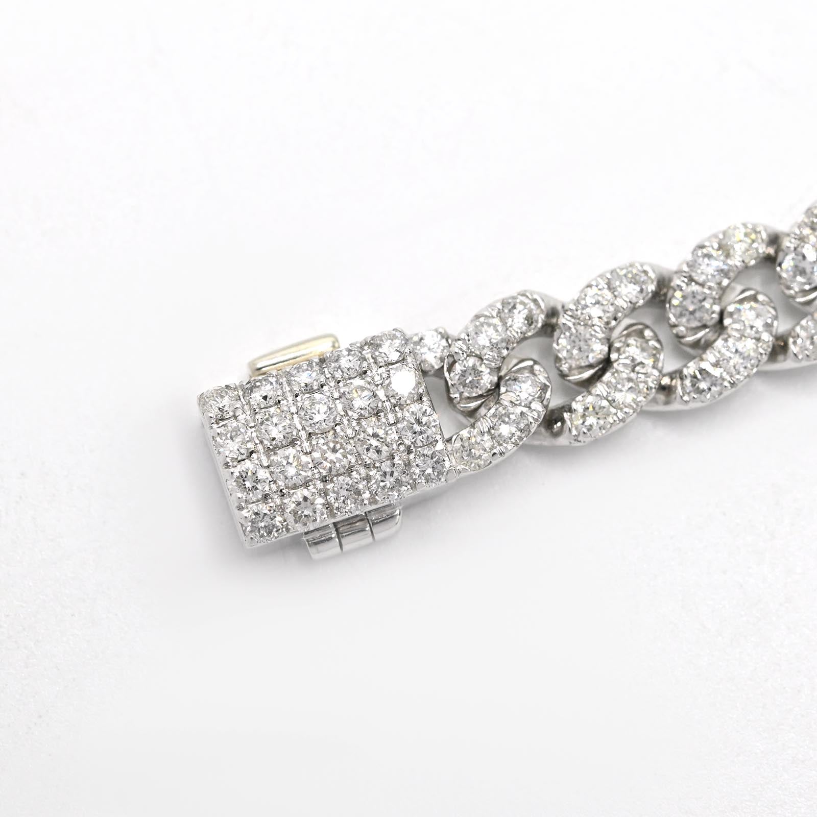 Mens 4.8 CTW Cuban Link Natural Diamond Bracelet 10k White Gold 17g 7Inch Armlet