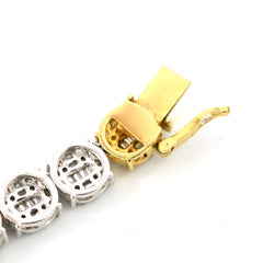7MM 10k 3 Tone Gold 20 Inch 16CTW Round/Baguette Diamond Tennis Chain 47.1gms