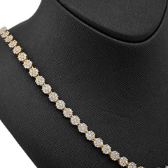 10k Yellow Gold 16 CTW Natural Diamond 6MM Flower Setting Tennis Chain 49.9gms