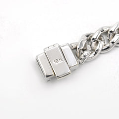 6.5MM 10k White Gold 7 Inch 4.8CTW Natural Diamond Cuban Link Bracelet 17grams