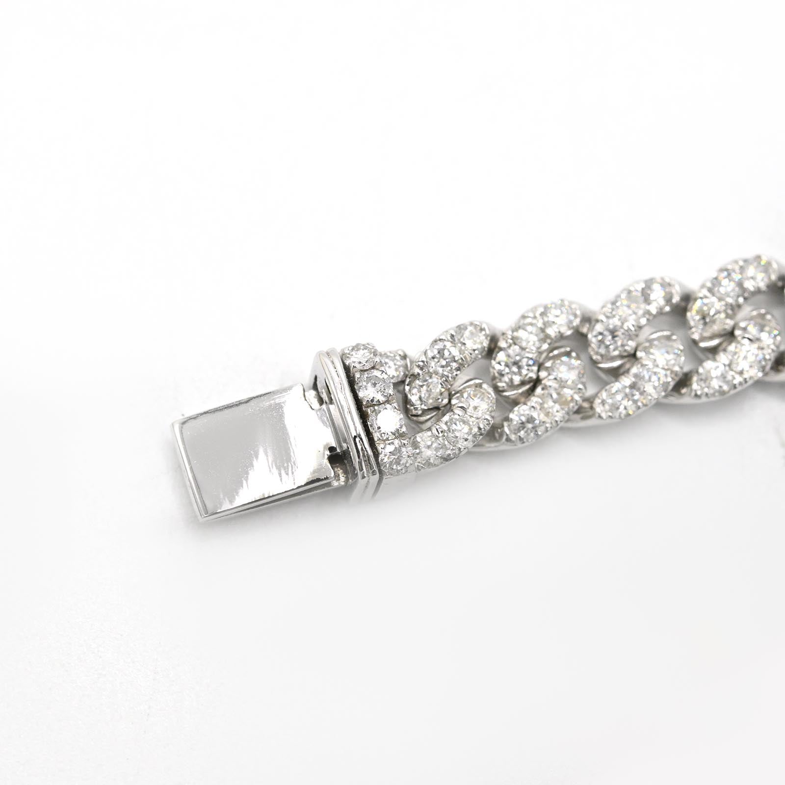 Mens 4.8 CTW Cuban Link Natural Diamond Bracelet 10k White Gold 17g 7Inch Armlet