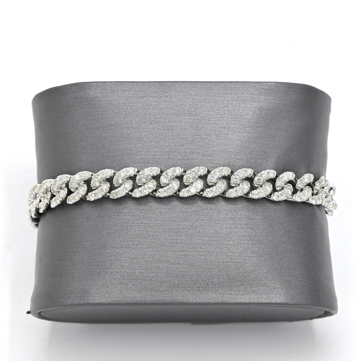 Mens 4.8 CTW Cuban Link Natural Diamond Bracelet 10k White Gold 17g 7Inch Armlet