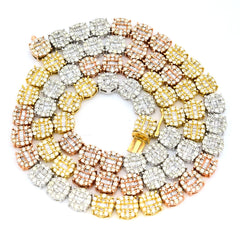 7MM 10k 3 Tone Gold 20 Inch 16CTW Round/Baguette Diamond Tennis Chain 47.1gms