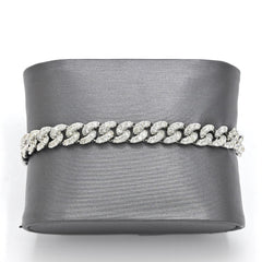 6.5MM 10k White Gold 7 Inch 4.8CTW Natural Diamond Cuban Link Bracelet 17grams