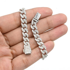 Mens 4.8 CTW Cuban Link Natural Diamond Bracelet 10k White Gold 17g 7Inch Armlet