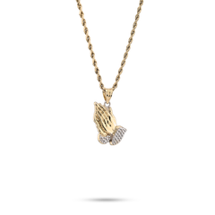 1/10th 10k Gold Bonded 925 Two Tone Praying Hand Charm 1.4gms Religious Pendant