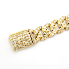 Mens 3.6CTW Natural Cuban Link Diamond Bracelet 10k Yellow Gold 12.9g 8In Armlet