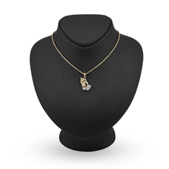 1/10th 10k Gold Bonded 925 Two Tone Praying Hand Charm 1.4gms Religious Pendant