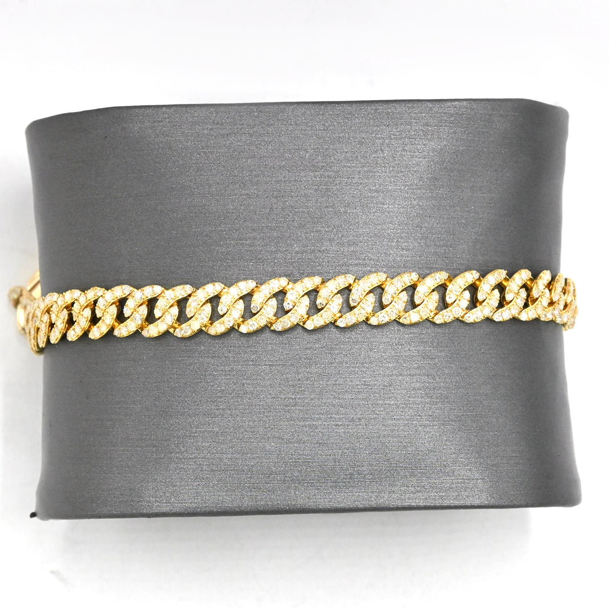 Mens 3.6CTW Natural Cuban Link Diamond Bracelet 10k Yellow Gold 12.9g 8In Armlet