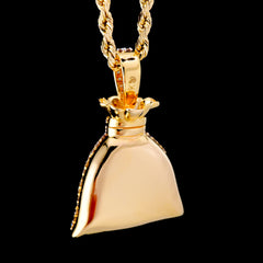 10k Yellow Gold 1.48CTW Natural Round Diamond Money Bag Pendant 6.3g Charm