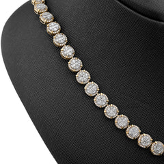 8MM 10k Yellow Gold 14CTW Baguette/Round Diamond 44.4g Iced Cluster Tennis Chain
