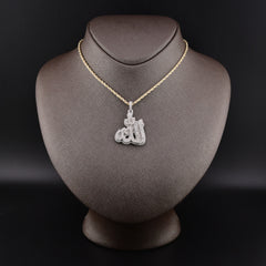 10k White Gold 2.31CTW Natural Diamond Allah Pendant 13.5g Religious 25MM Charm