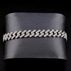 10k White Gold Mens 2.98CTW Natural Diamond Cuban Bracelet 19.8g 8 Inch Armlet