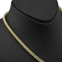 4MM Franco Chain Real 1/10th 10k Yellow Gold Bonded 925 Silver 18 Inch Neckalce