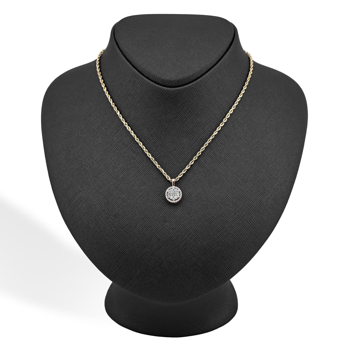 10k Rose Gold 1CTW Natural Diamond Flower Cluster Round Pendant 1.6g Women Charm