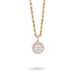 10k Rose Gold 1CTW Natural Diamond Flower Cluster Round Pendant 1.6g Women Charm
