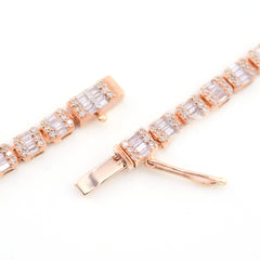 10k Rose Gold 5.48CT Baguette Diamond Butterfly Tennis Chain 25.4g 18In Necklace