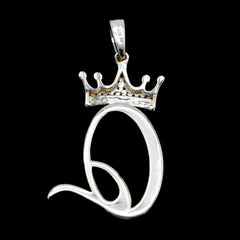 10k Yellow Gold Initial Q Crown Pendant 0.15CT Pure Diamond 1.38g Alphabet Charm