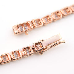 10k Rose Gold 5.48CT Baguette Diamond Butterfly Tennis Chain 25.4g 18In Necklace