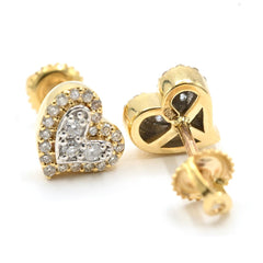 Womens 10k Yellow Gold Heart Earring 0.25 CTW Natural Diamonds 1.8g Classic Stud