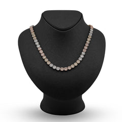 7MM 10k 3-Tone Gold 18.95CTW Round/Baguette 45.6gms Diamond Cluster Tennis Chain